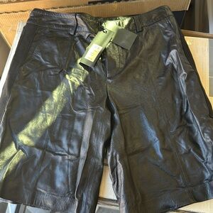 Rachel Zoe leather shorts with twill stripe side